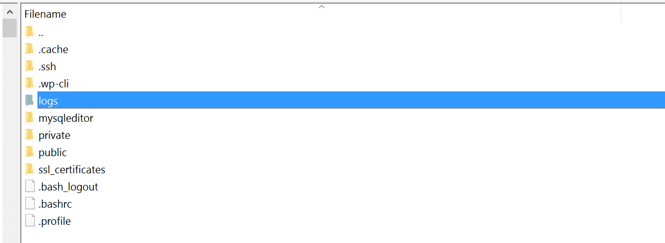 WordPress fejl logfiler mappe SFTP