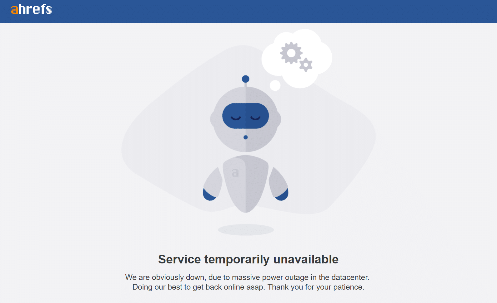 Website downtime side eksempel