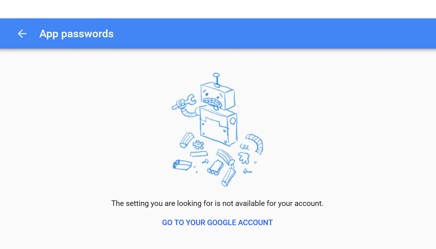 Google App password ikke tilgængeligt
