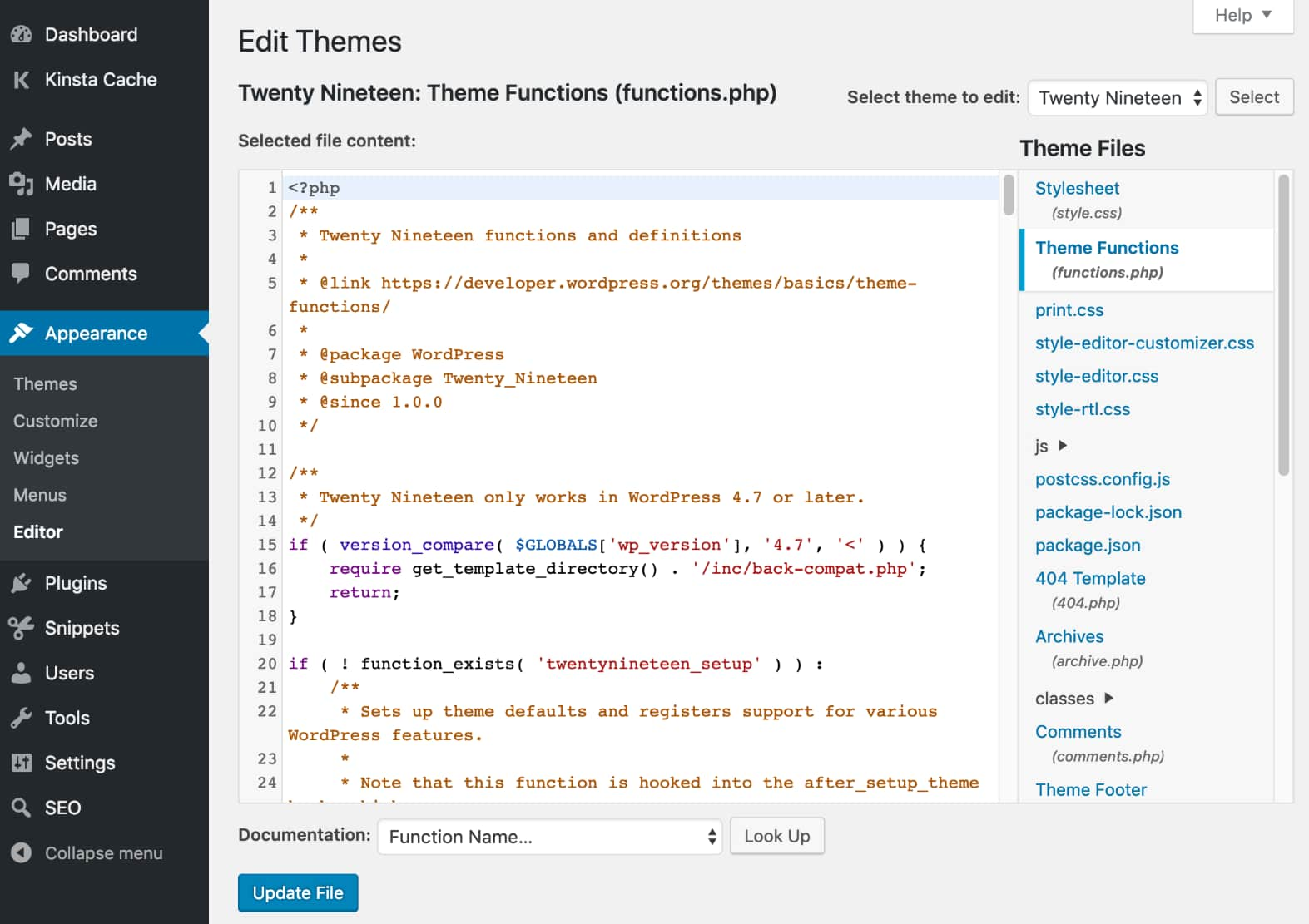 WordPress udseende editor