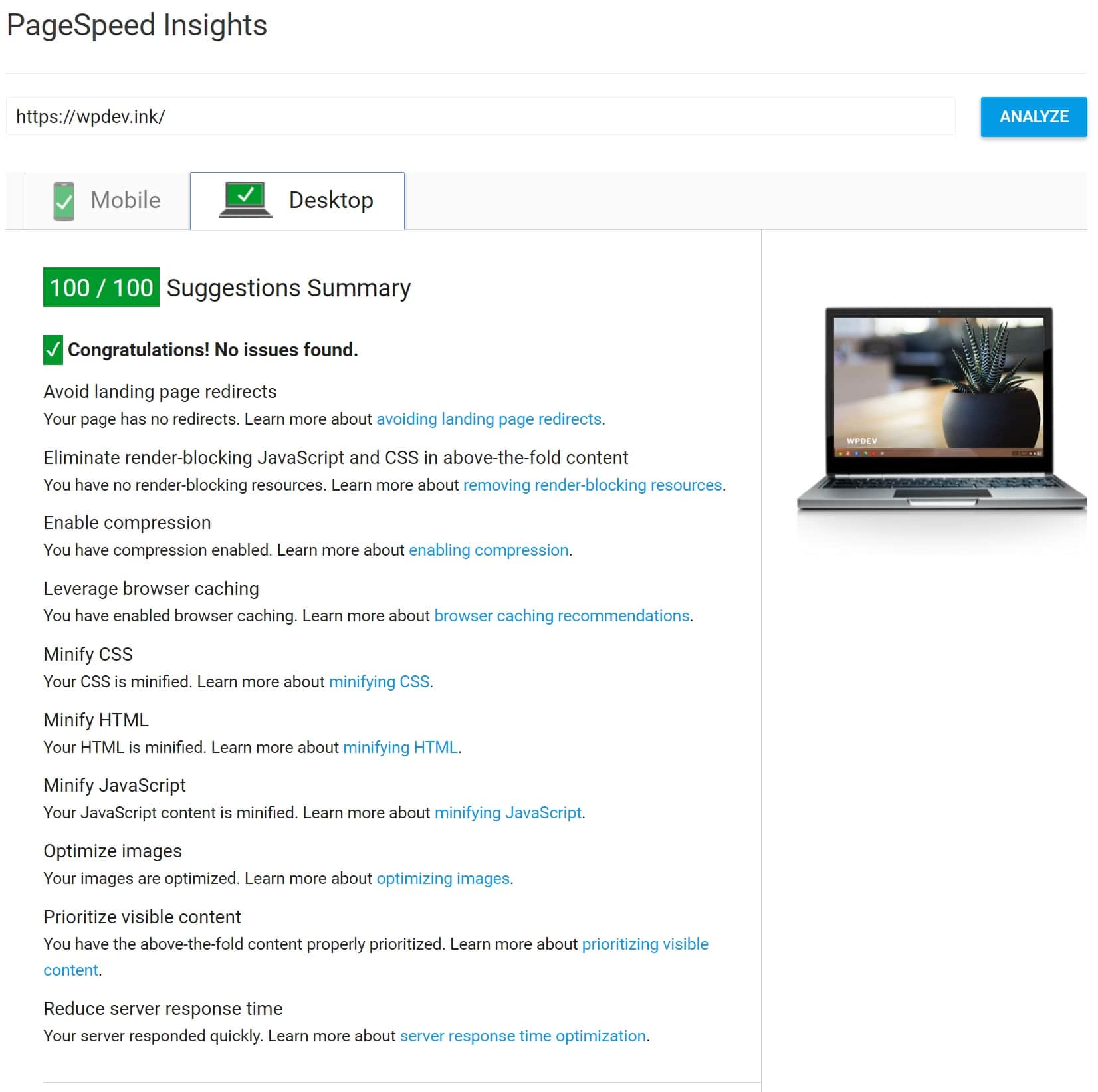 100/100 PageSpeed Insights with Kinsta 100/100 PageSpeed Insights med Kinsta