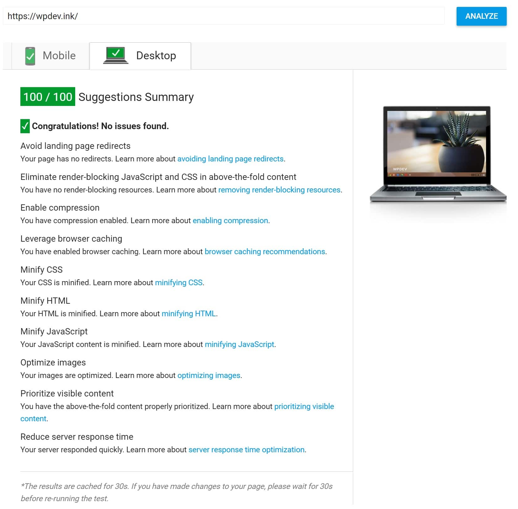 100 score on Google PageSpeed Insights 100 score på Google PageSpeed Insights