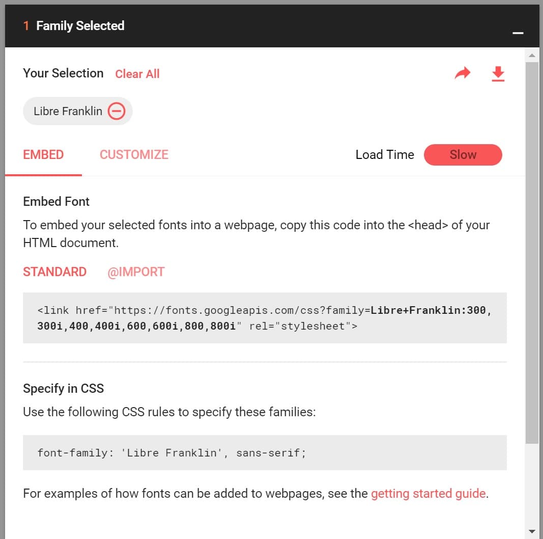 Google Fonts embed Google Fonts indlejret
