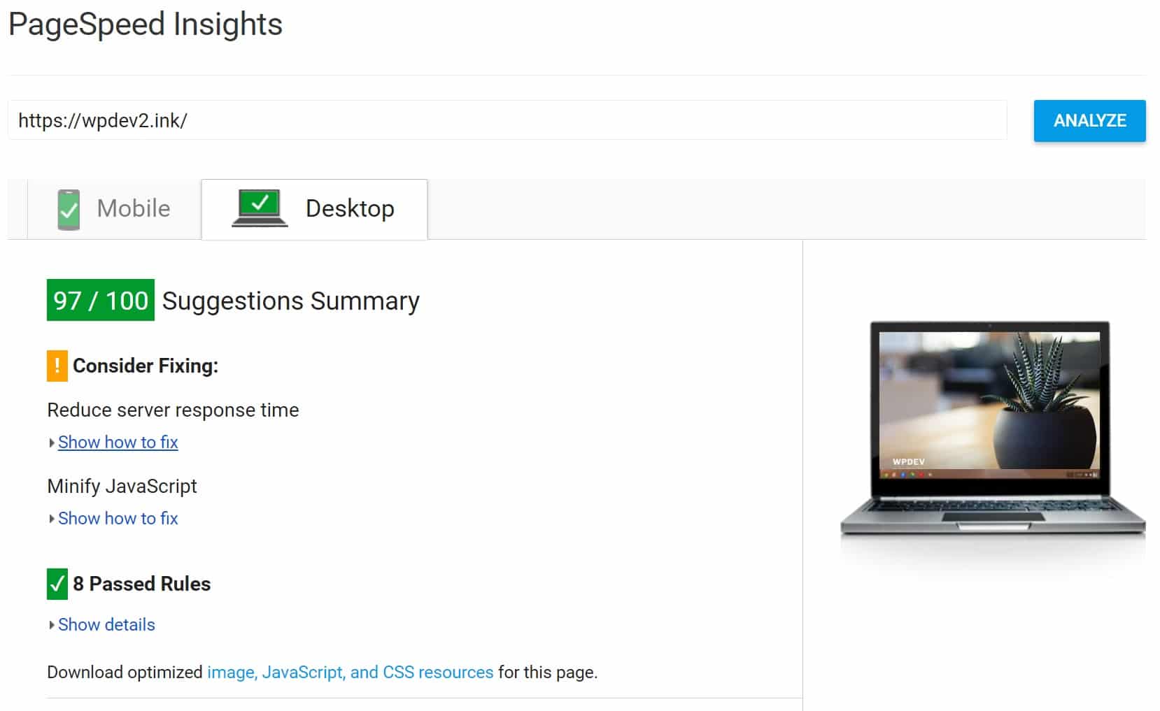 PageSpeed Insights after fixing leverage browser caching PageSpeed Insights efter fastsættelse af gearing browser caching