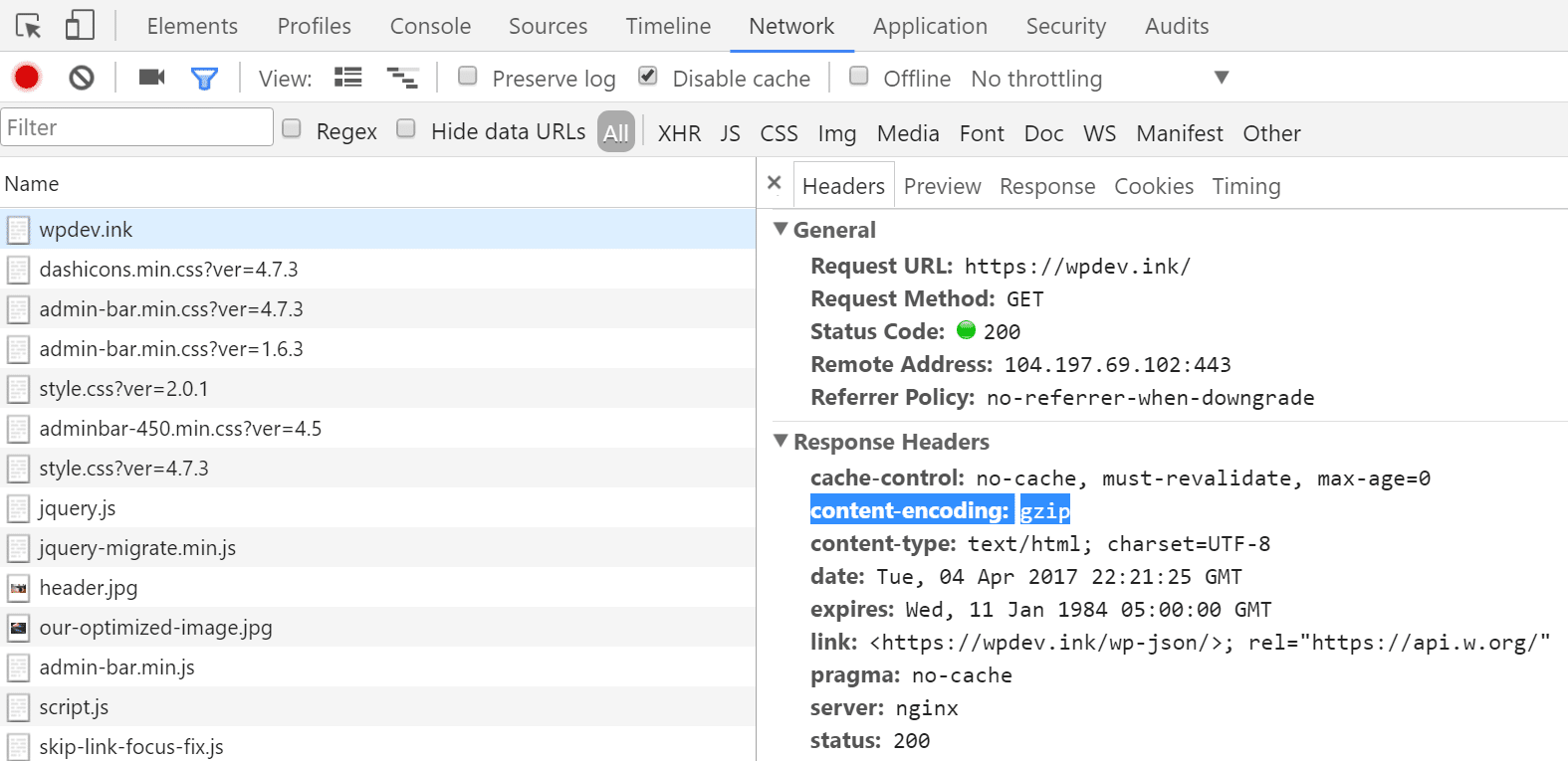 Content-Encoding: Gzip HTTP-respons header