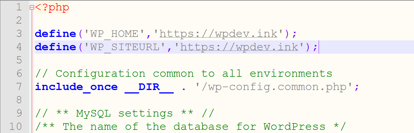 Skift WordPress URL i wp-config.php fil