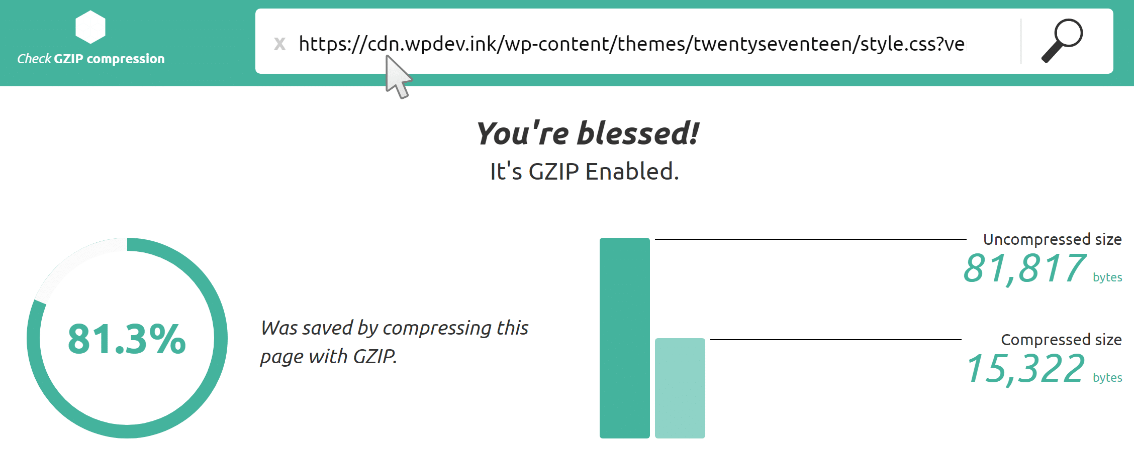 Tjek GZIP-komprimering på CDN