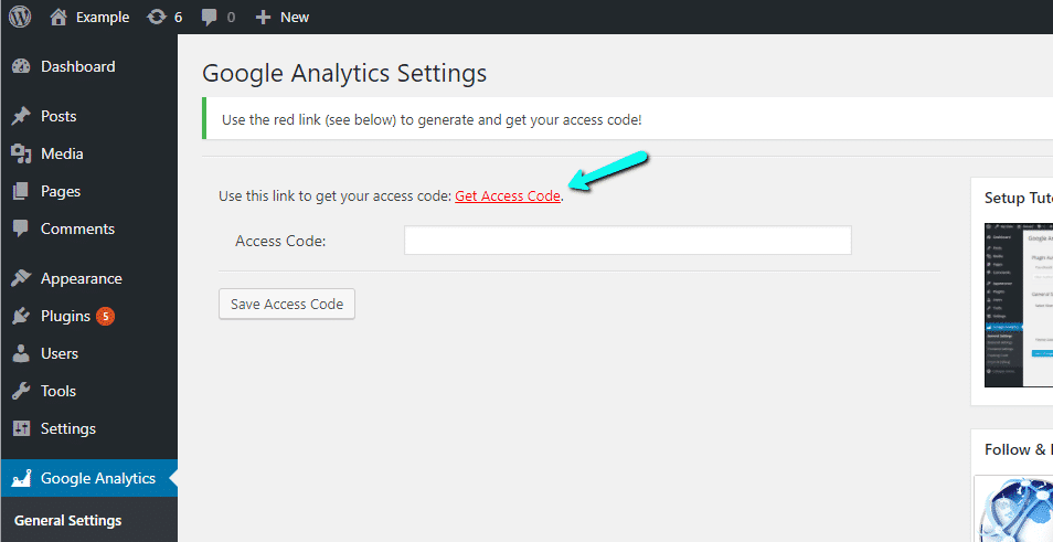 Få Google Analytics adgangskode