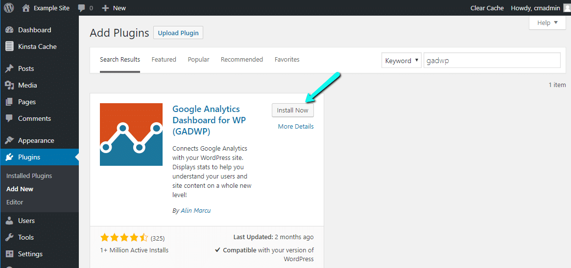 Installer Google Analytics Dashboard til WP