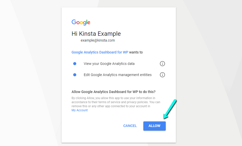 Tillad adgang til Google Analytics Dashboard til WP