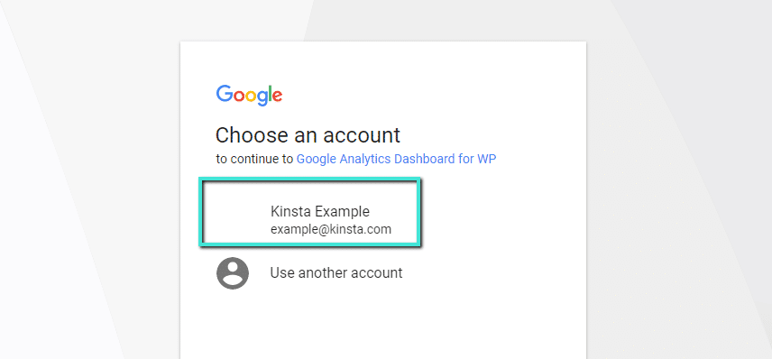 Vælg din Google Analytics-konto