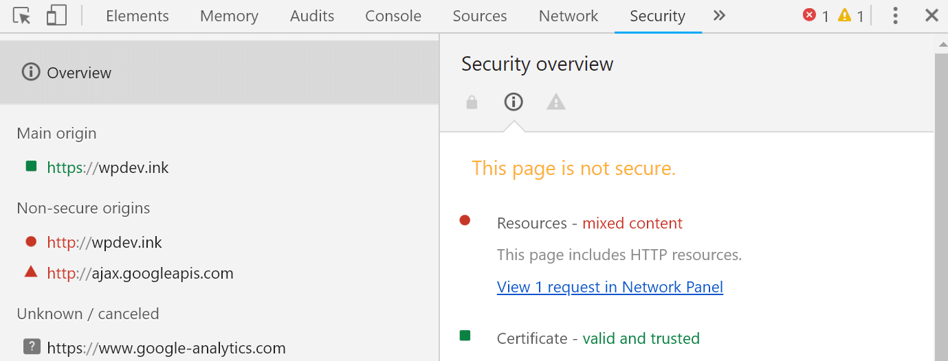 Chrome DevTools-sikkerhed