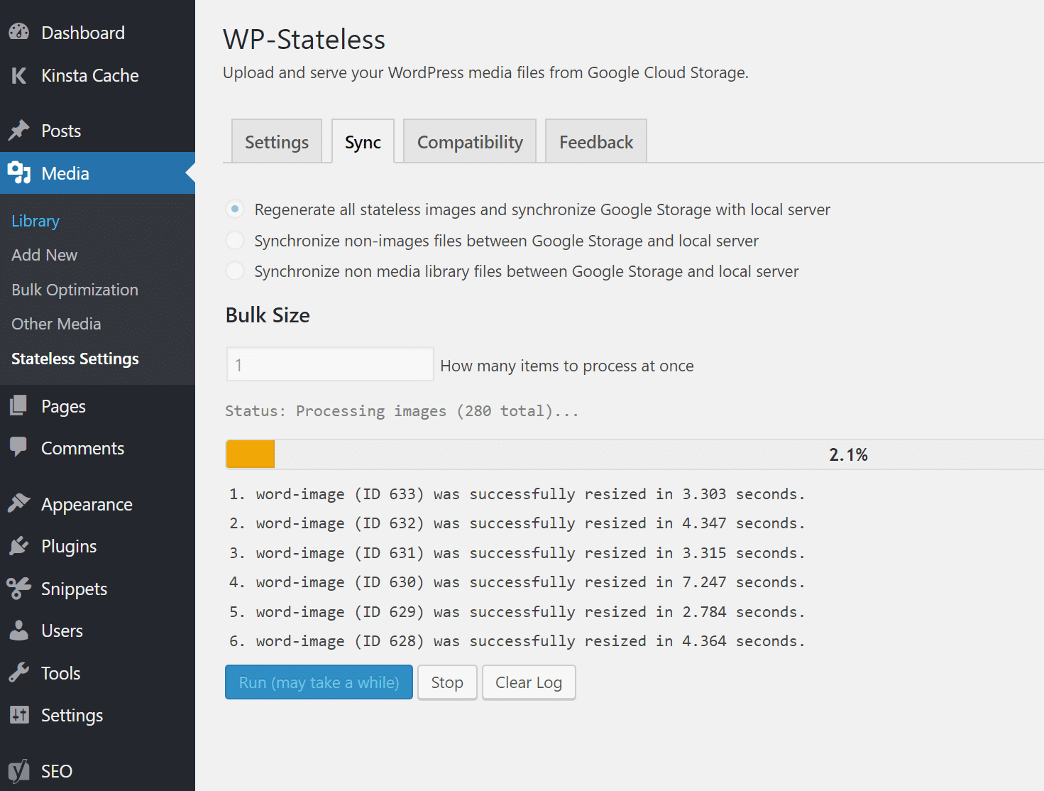 WP-Stateless synkronisering