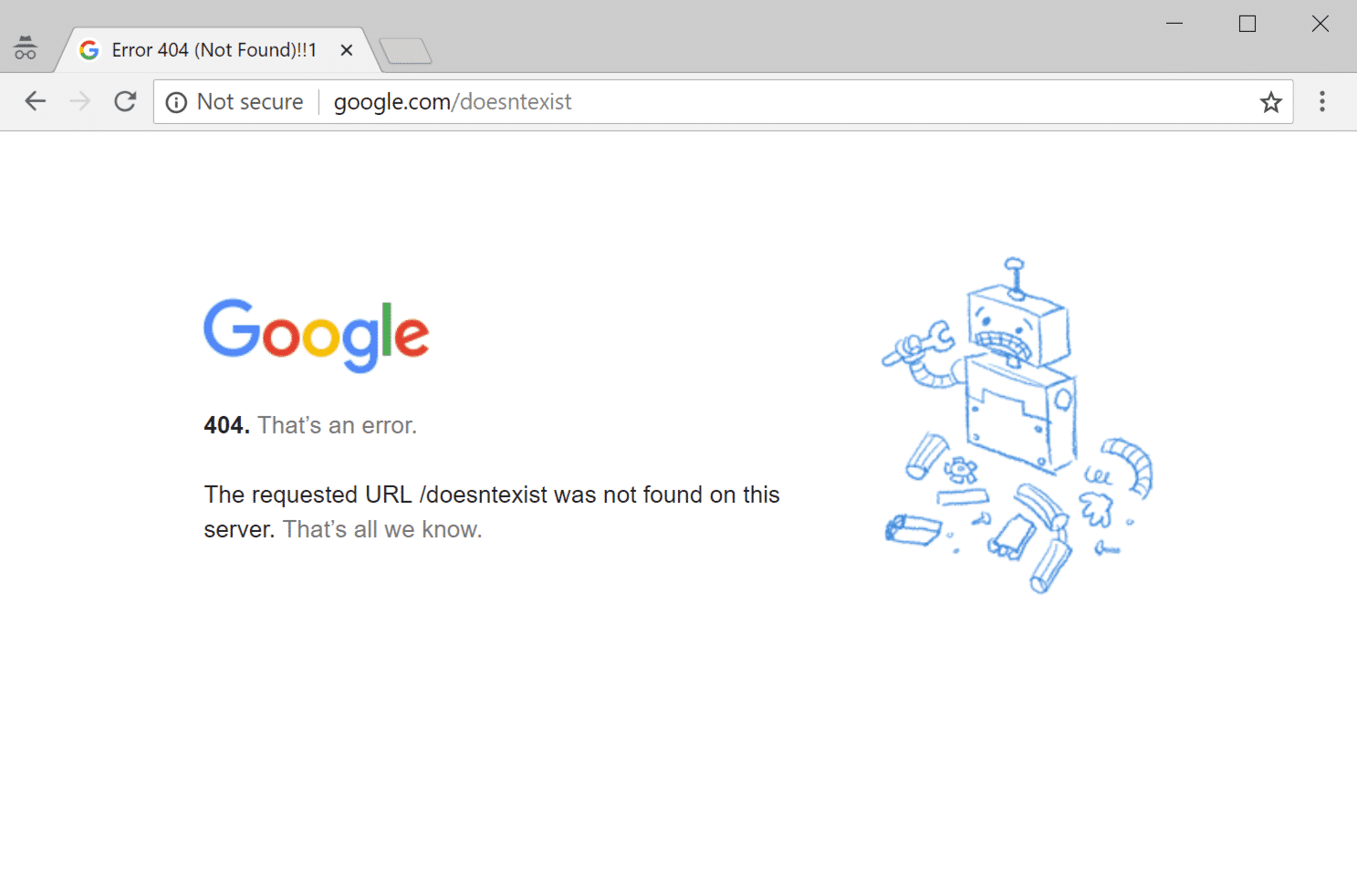 Google 404 fejl side