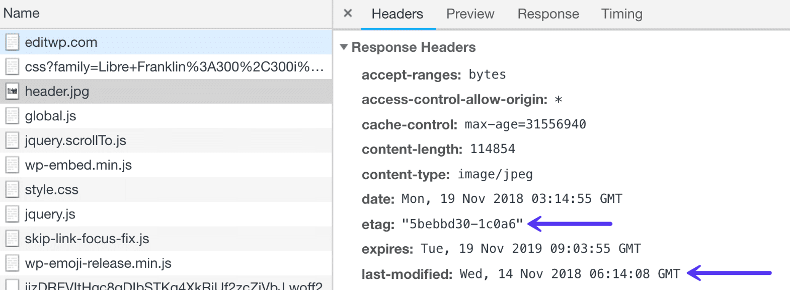 Last-modified og ETag HTTP overskrifter