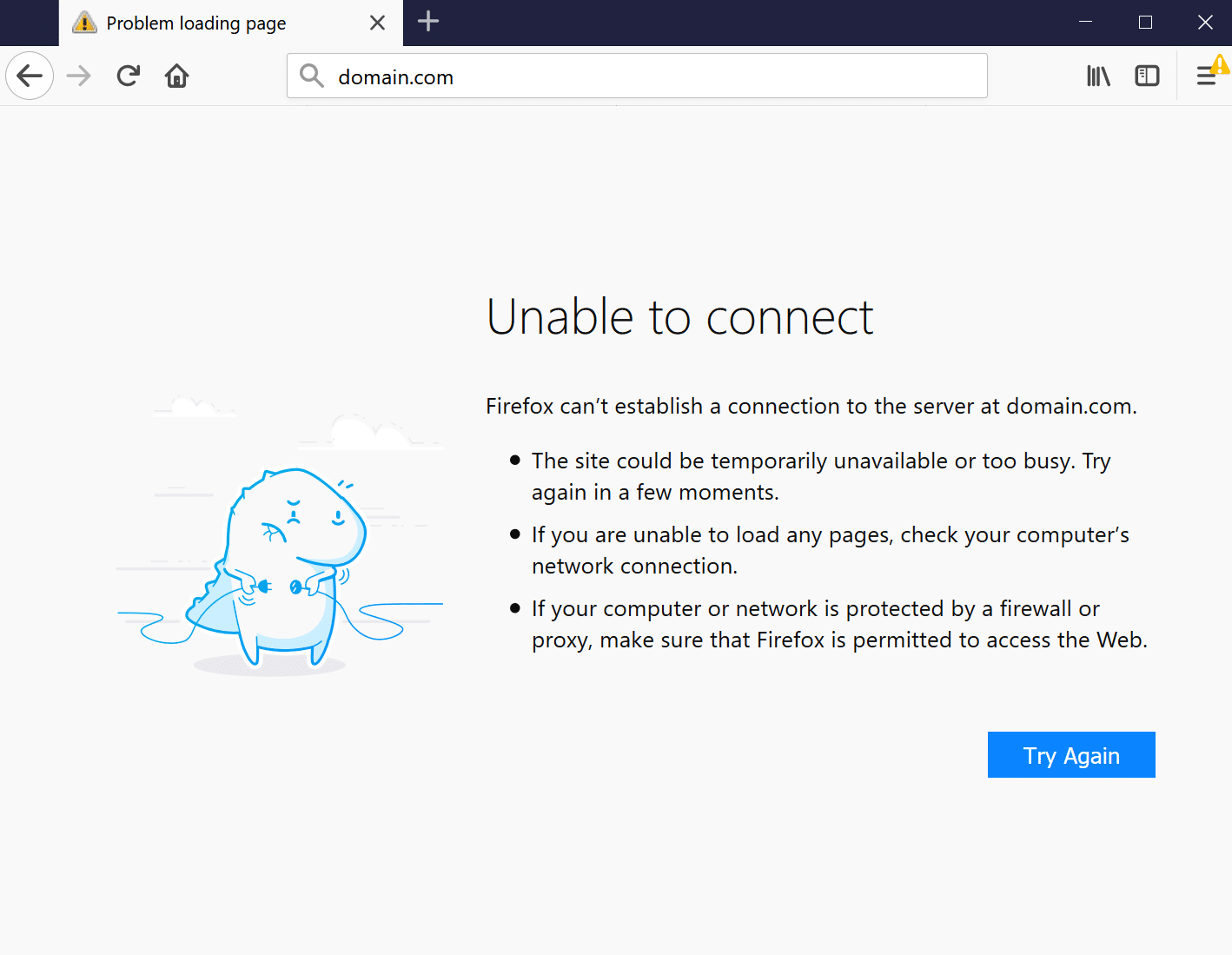 ERR_CONNECTION_REFUSED fejl i Mozilla Firefox