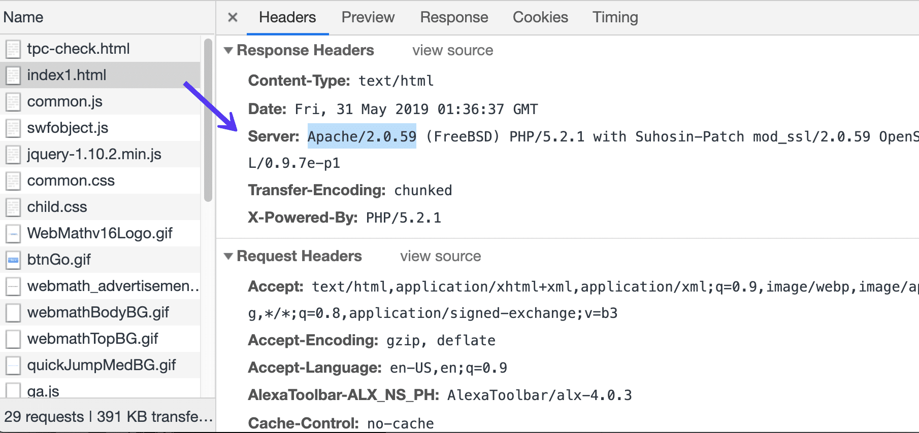 Apache HTTP header