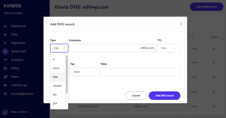 CAA DNS post