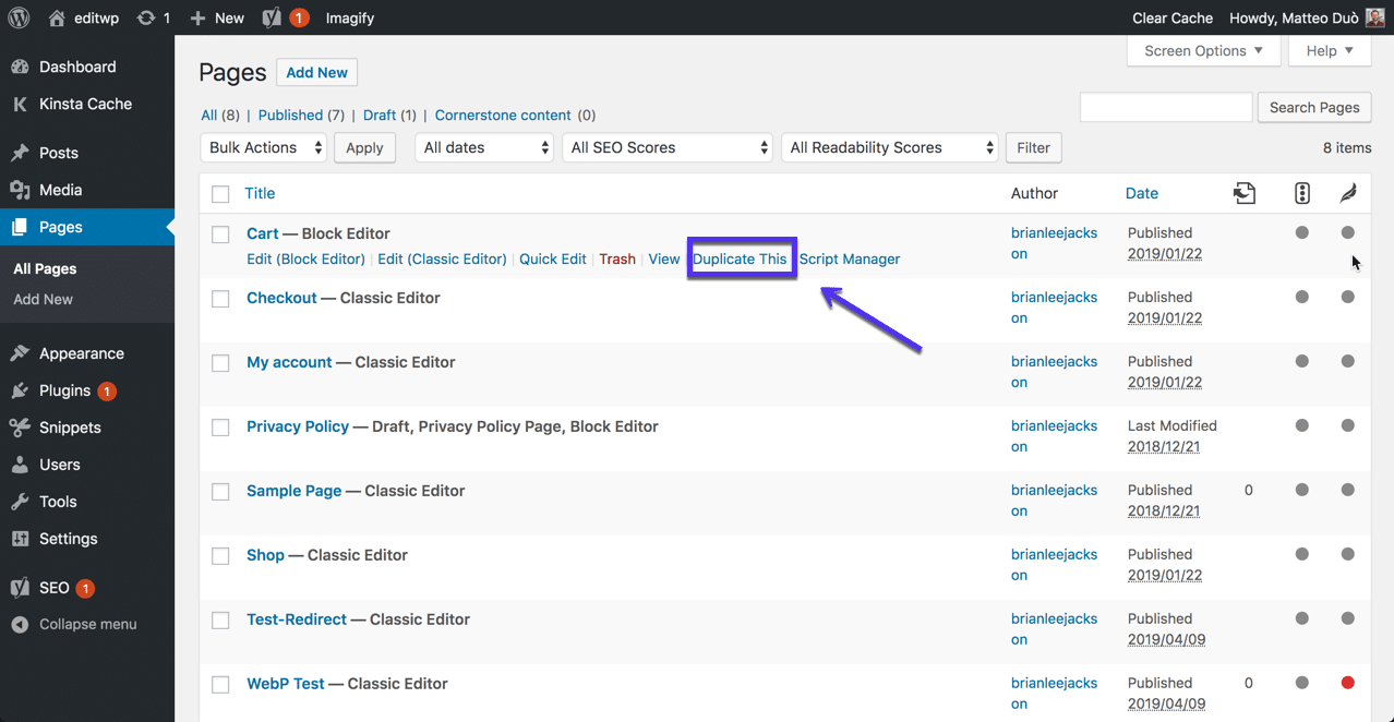 Pluginet Duplicate Page