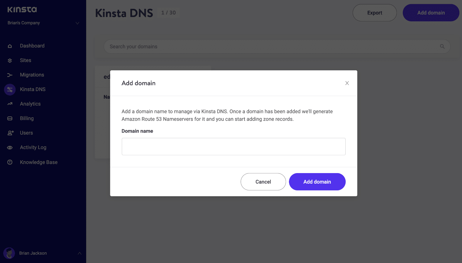 Føj et domæne til DNS