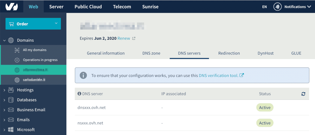 OVH standard DNS-servere