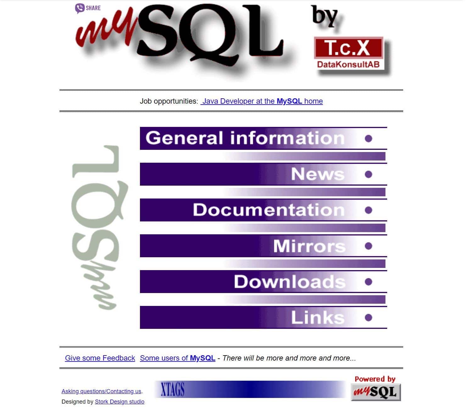 Gammel MySQL-side fra 1998