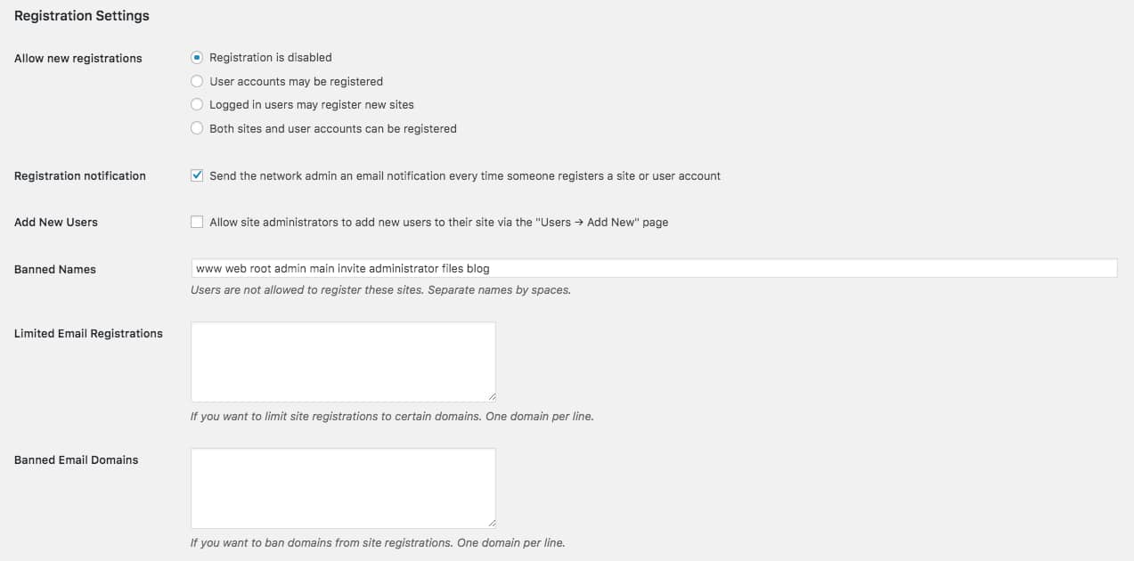 Registrerings indstillinger