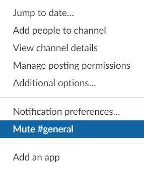 Mute channel i Slack