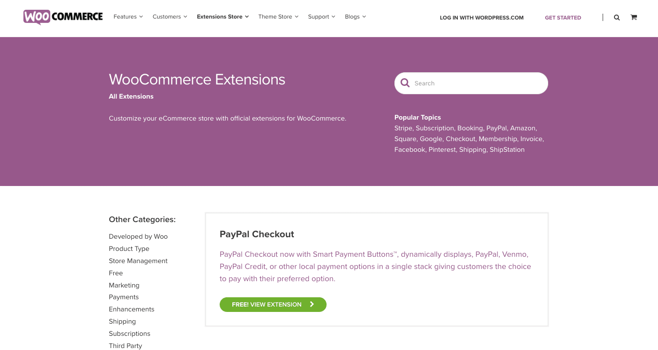 Extensions store