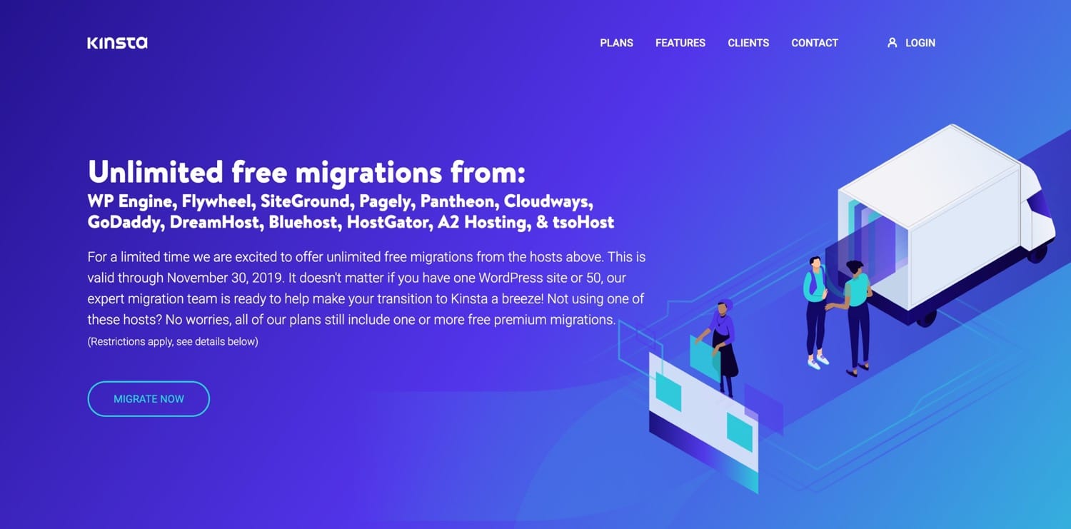 Kinsta gratis migrationer