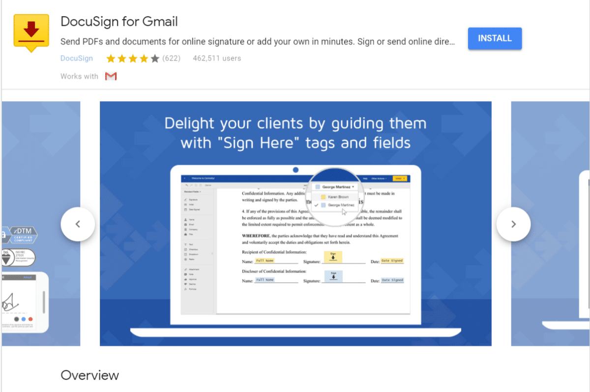 DocuSign til Gmail add-on