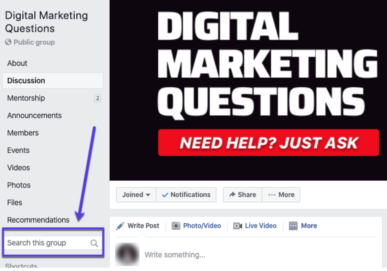 Spørgsmål om digital marketing er en populær Facebook-gruppe