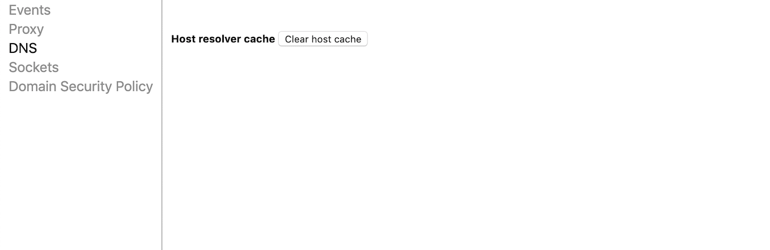 Knappen Clear host cache i Google Chrome