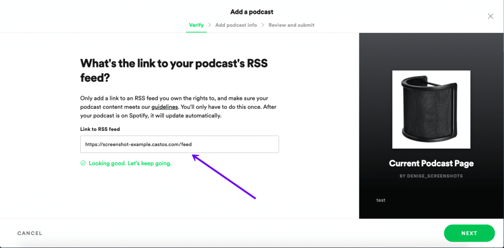 Indsend en podcast til Spotify vis RSS feed