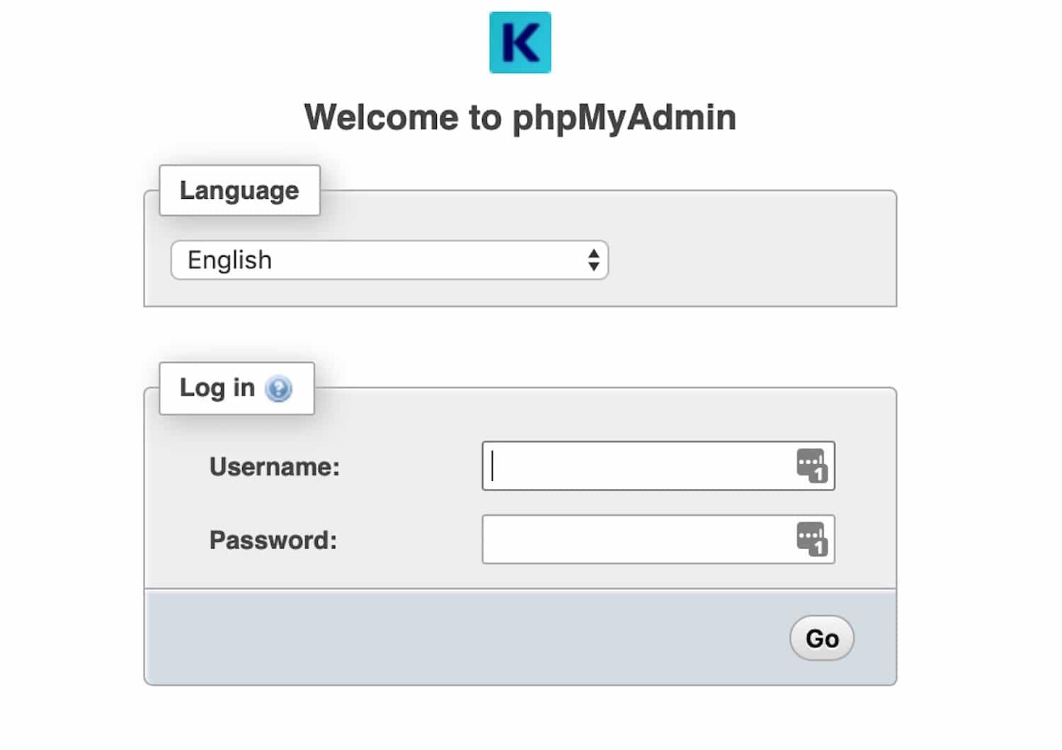 Logge ind på phpMyAdmin