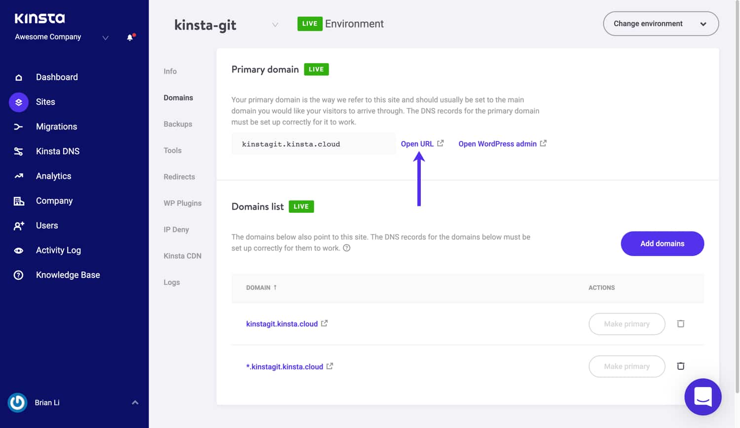 Besøg dit primære domæne for at konfigurere WordPress.