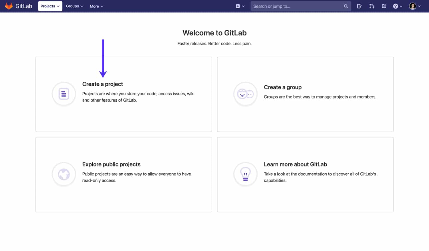 Opret et projekt i GitLab.