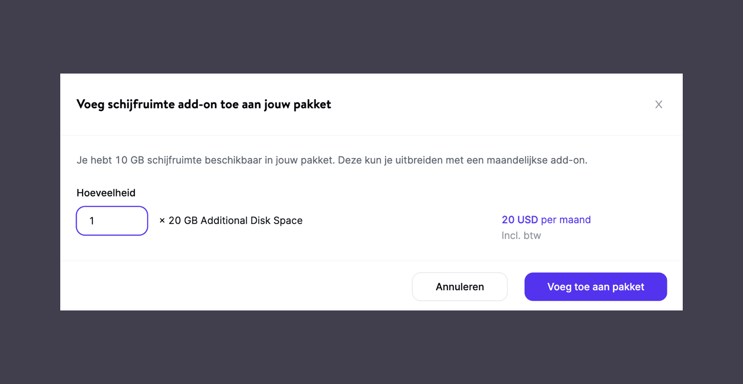 Tillægsmængder til diskplads