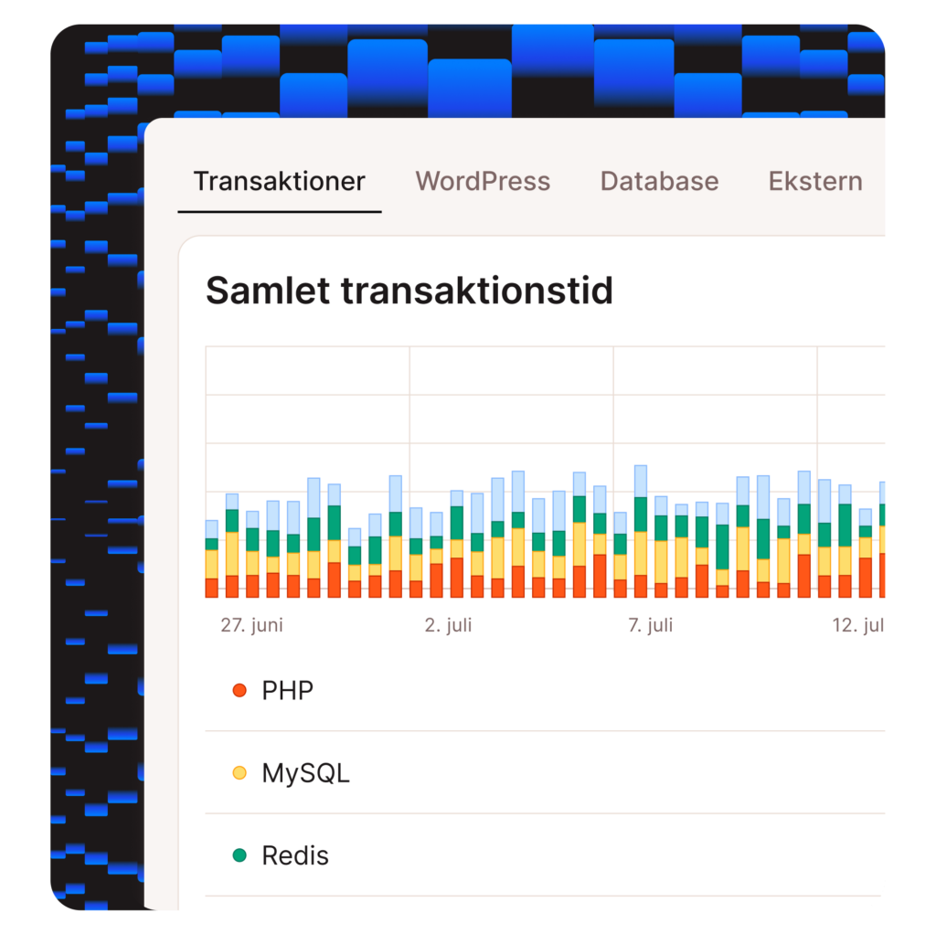 Skærmbillede af transaktioner i MyKinsta APM-værktøjet