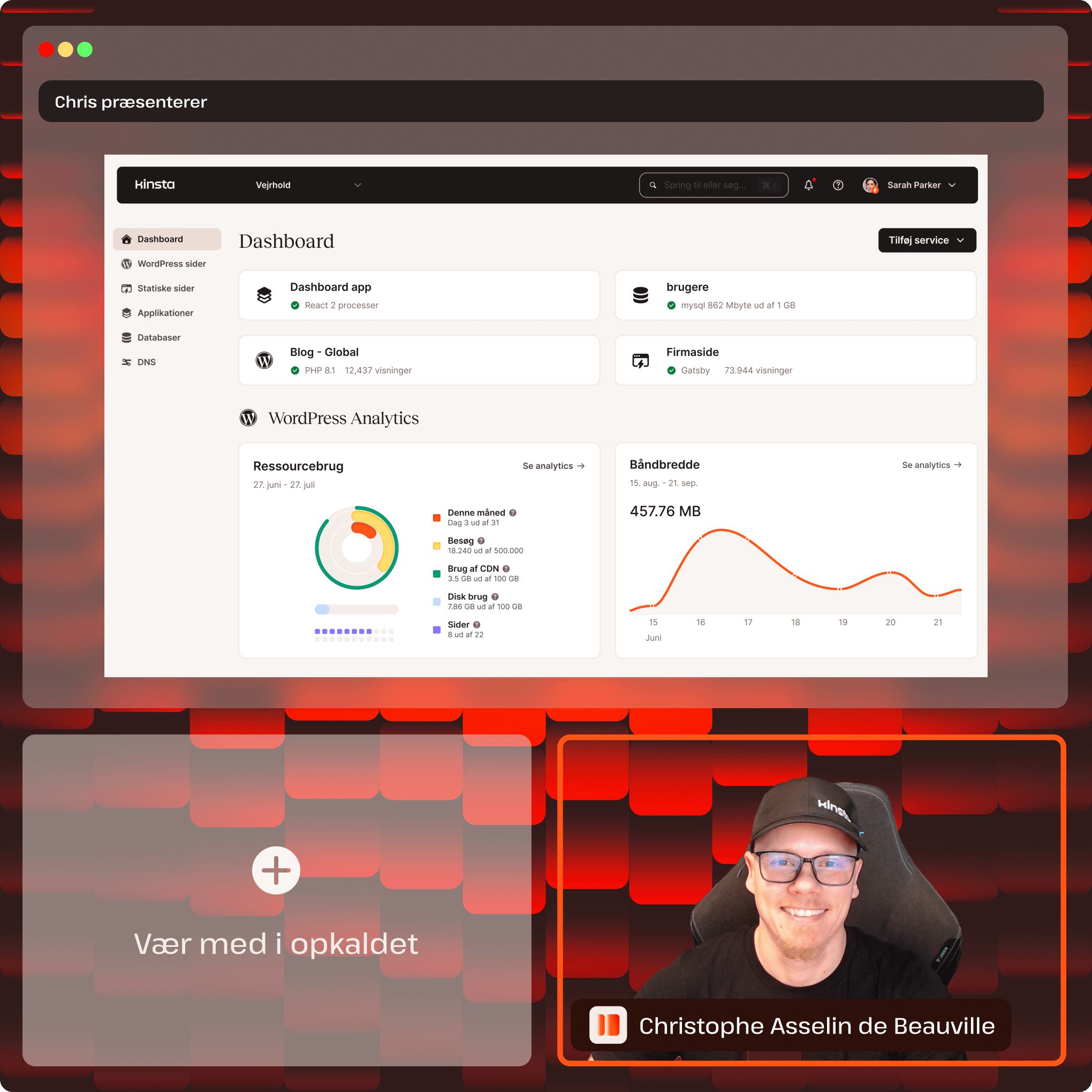 Salgspræsentation med Kinsta-medarbejdere