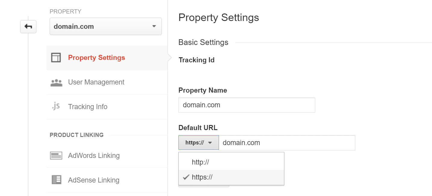 https google analytics property