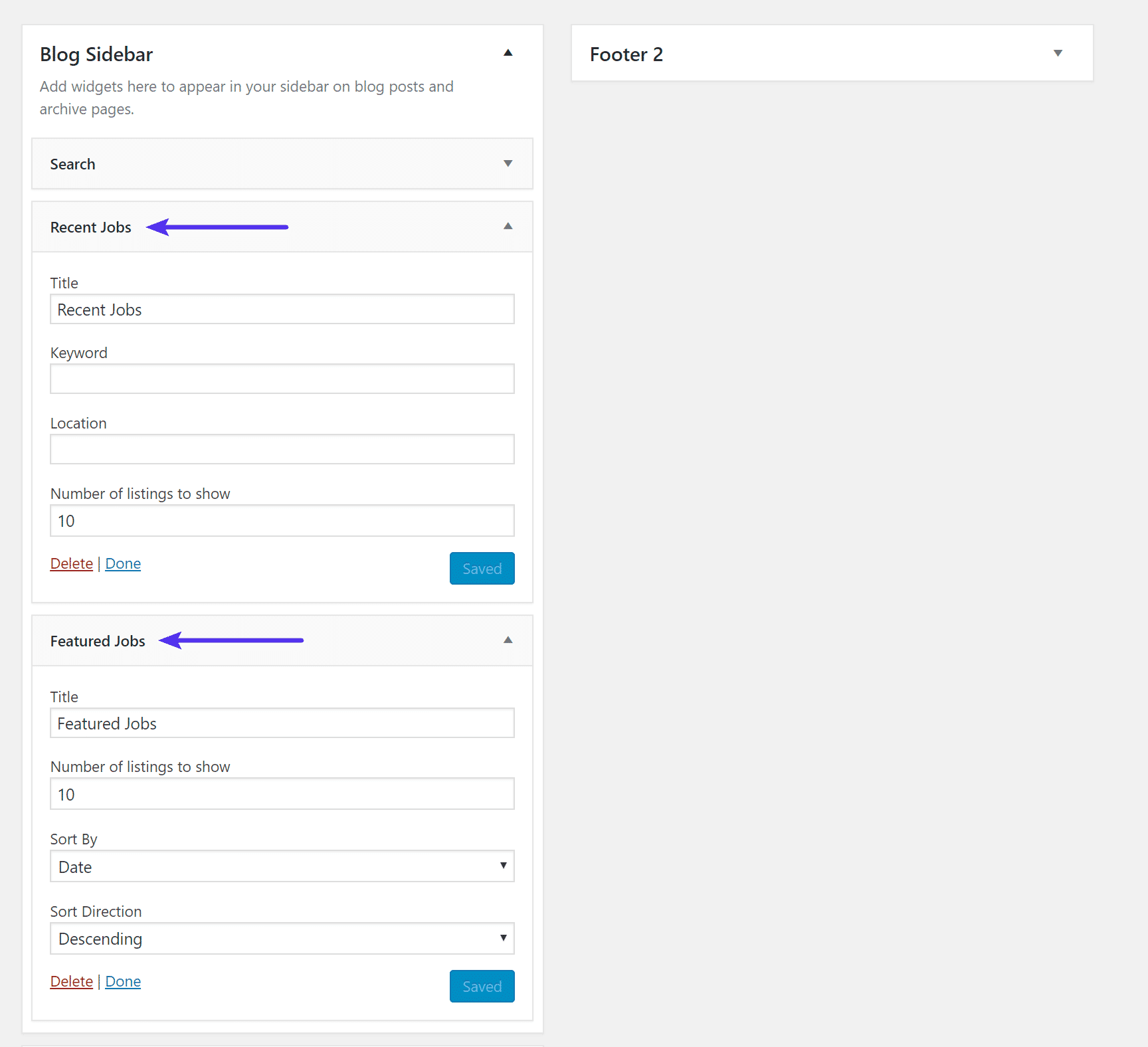 Widgets de WP Job Board