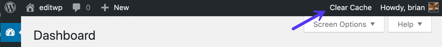 Depurar cache en el WordPress dashboard