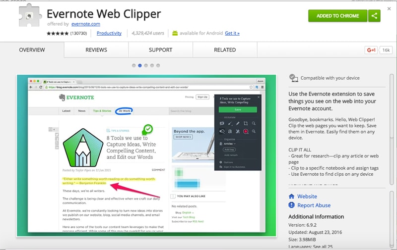 evernote web clipper not working in chrome