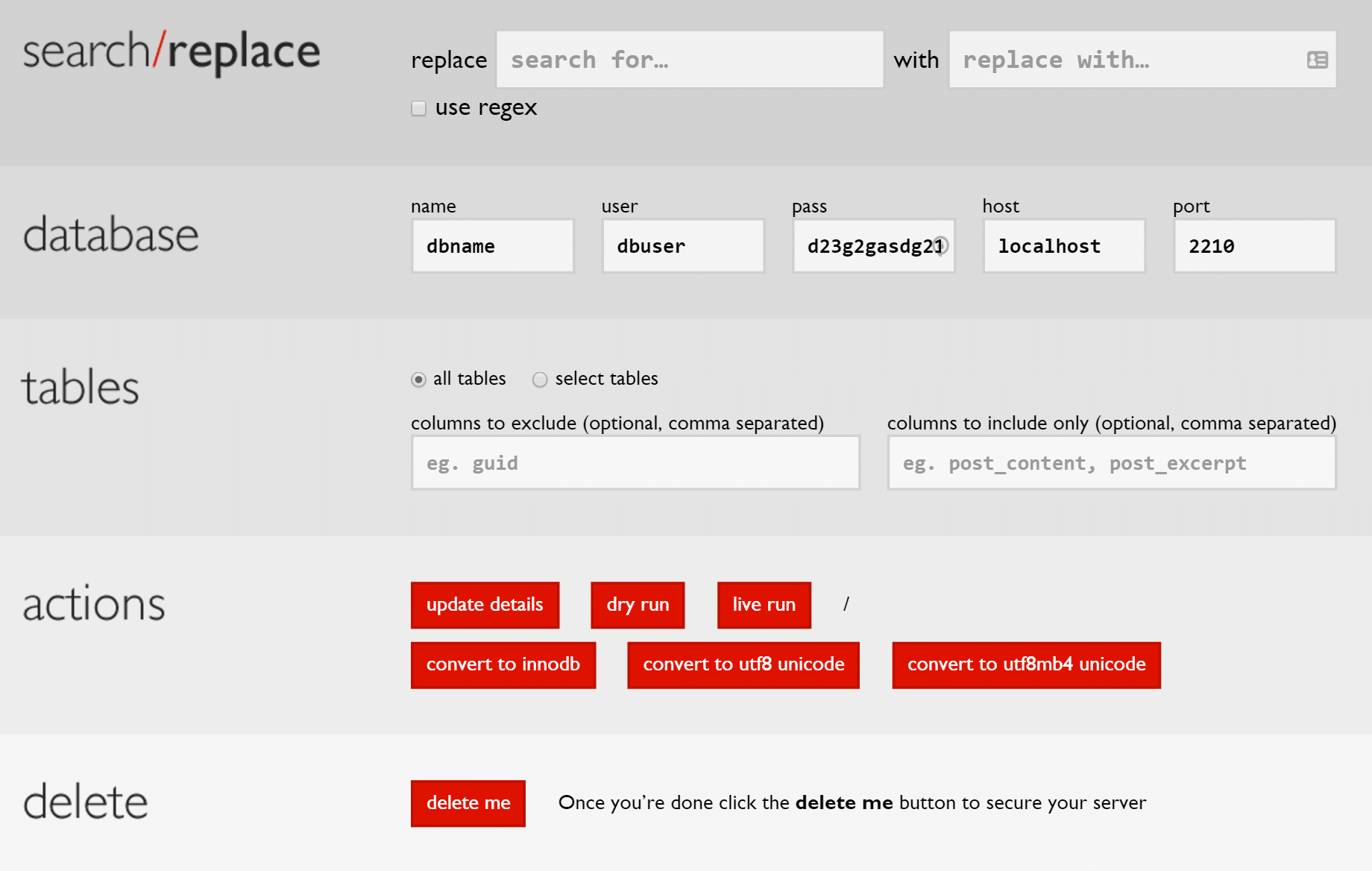 search replace options