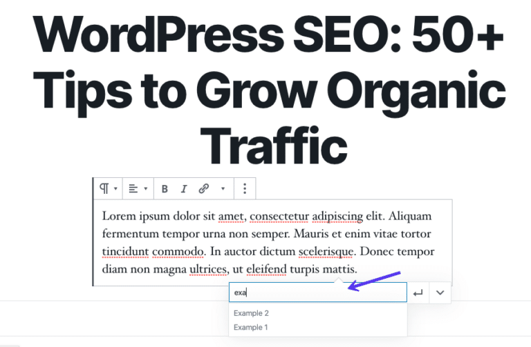 Buscando opciones de enlace interno en el Editor de Bloques