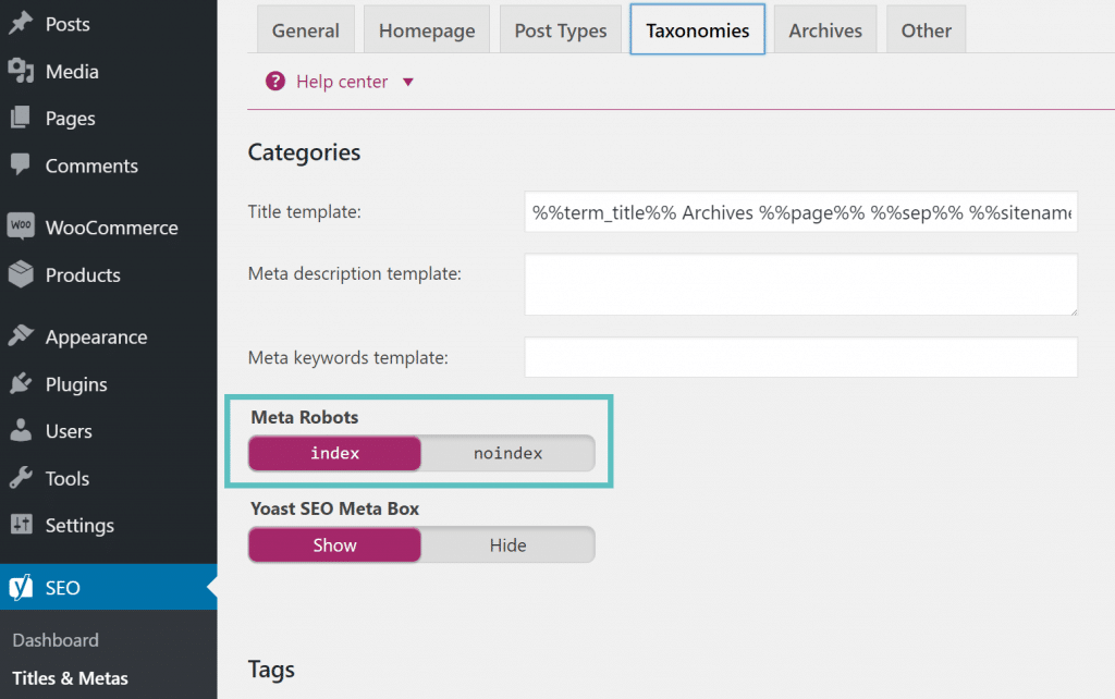 Indexación de categorías en WP