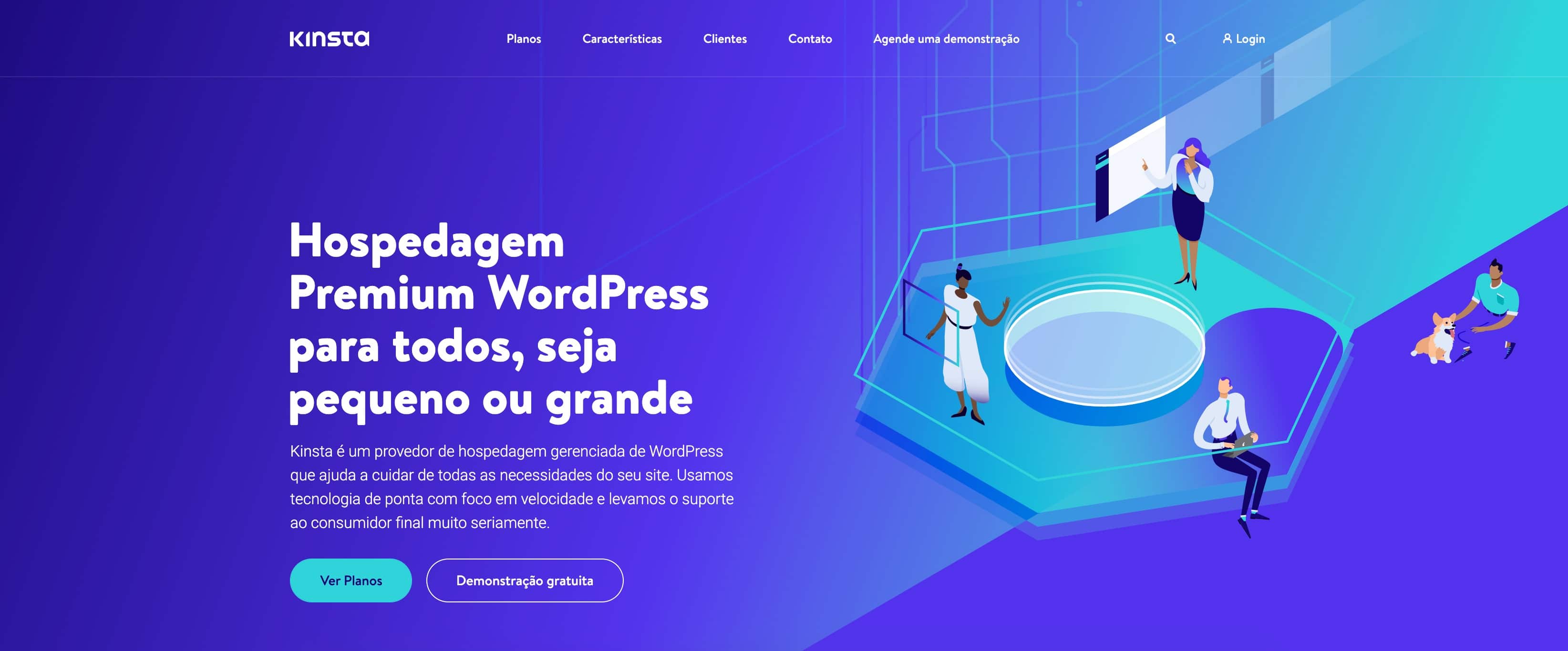 La página de inicio de Kinsta en Portugués