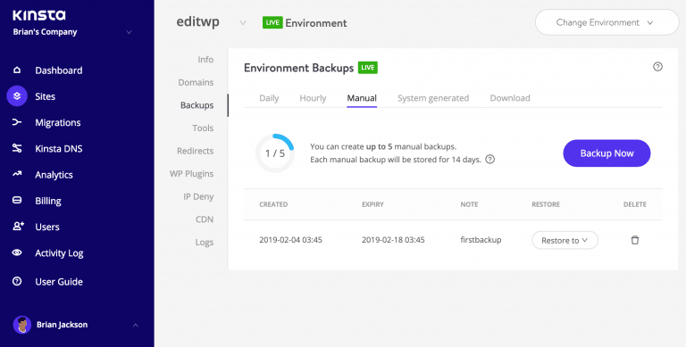 Backup del sitio WordPress