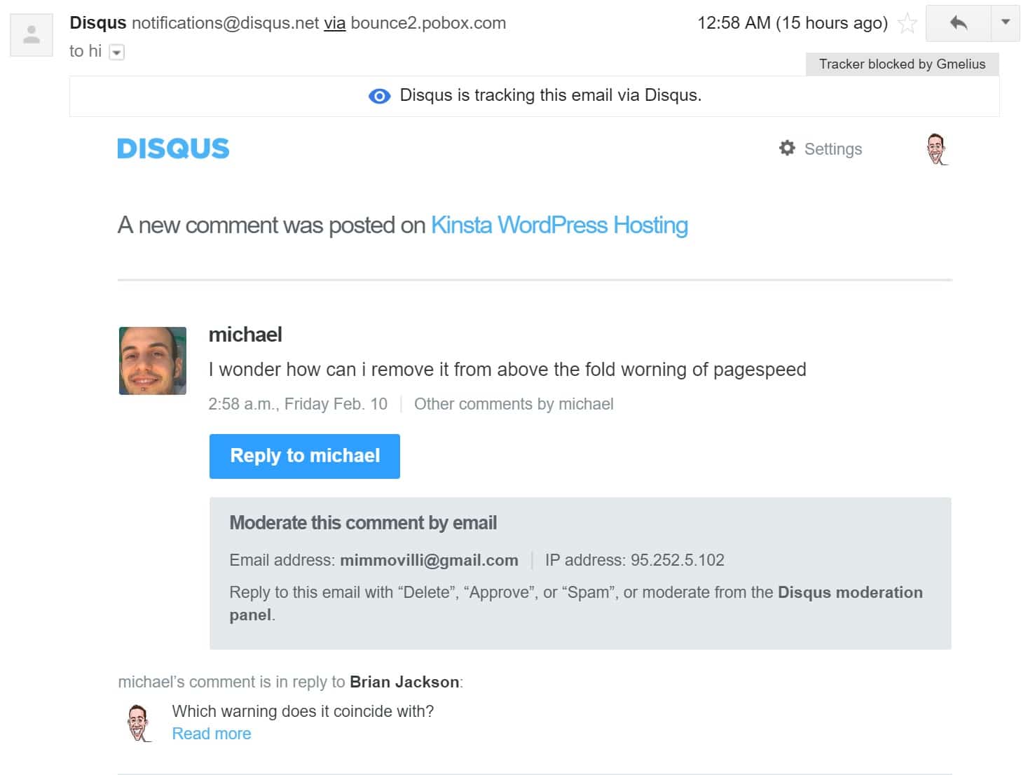 Disqus email notificacion